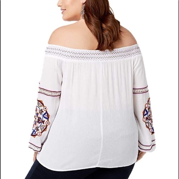 INC Off-The-Shoulder Top Tribal Wheel Embellished - Picture 3 of 11